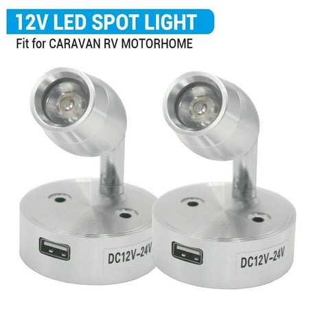 

Fancy 12V LED Spotlight Reading Light 6000K White Boat Light with USB Charging Port Touch Any Position to Switch Dimming Aluminum Wall Light Interior Lighting for Truck Bedroom Boat Pack of 2 Silver