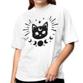 thumbnail image 3 of Playera Oversize con Diseño de Astro Cat Gatode Manga Corta Unisex  Blanca Cómoda, 3 of 5
