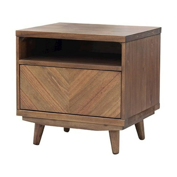 New Pacific Direct Piero 22" Wood Chevron Night Stand in Monterey Brown