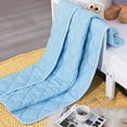 thumbnail image 5 of Ultra Soft Microfiber Down Alternative Toddler Comforter, Lightweight Machine Washable Crib Quilted Blanket, Aqua Blue, 43" x 60", 5 of 5