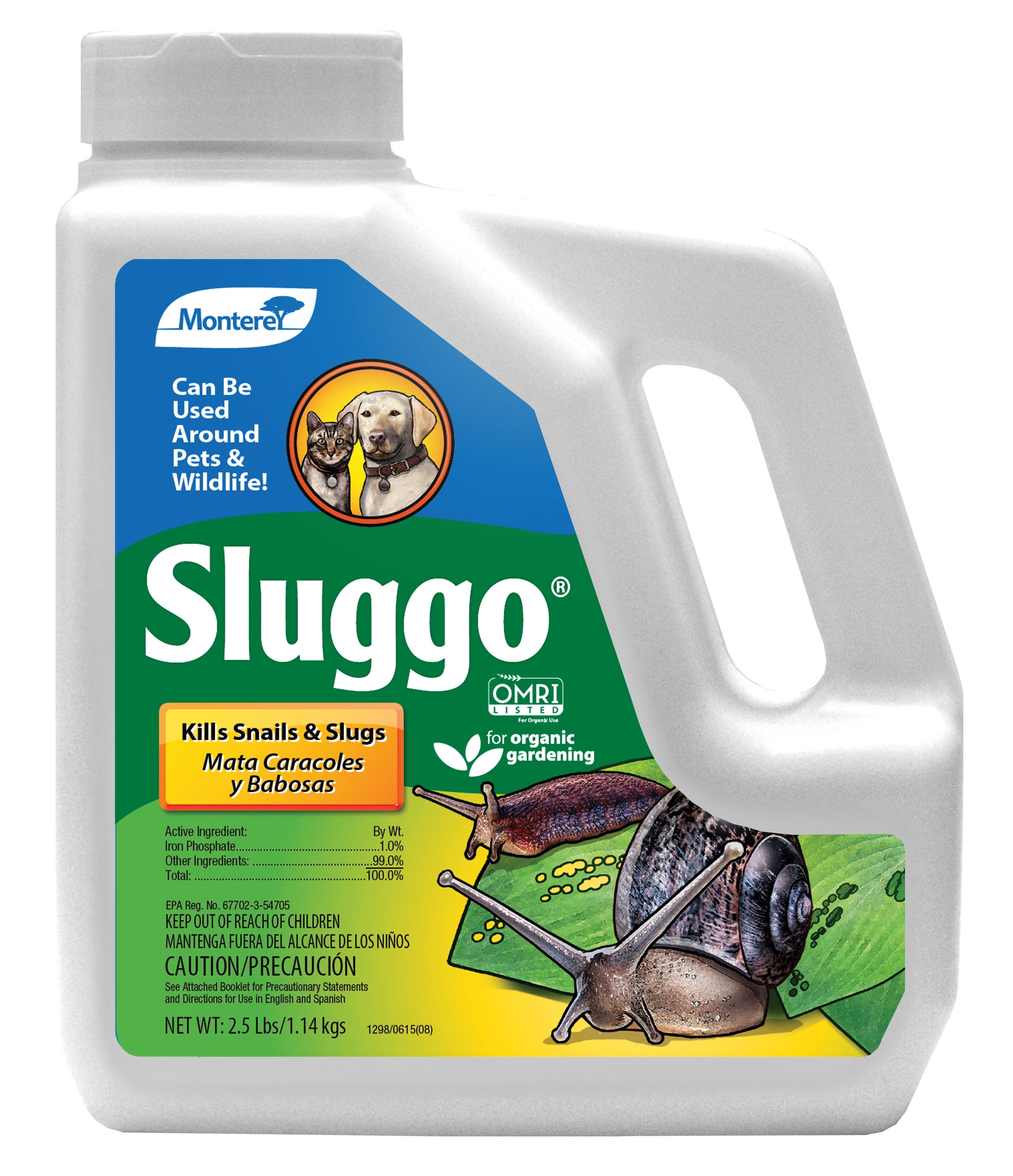 Monterey Sluggo Wildlife Safe Slug and Snail Killer, Omri Certified for Organic Gardening, 2.5 lbs