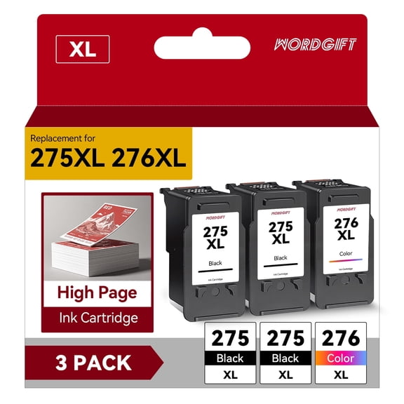275XL Ink Cartridges Printer Ink for Canon Ink 275 and 276 for Canon 275 Ink for PIXMA TS3522 3722 (3-Pack 2-Black, Tri-Color)