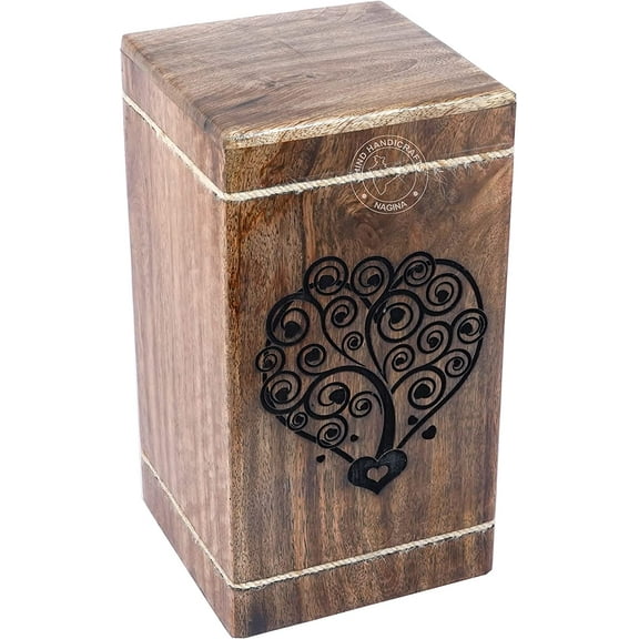 Heart Shaped Tree of Life Wooden Urns for Human Ashes Adult Large - Rosewood Cremation Urn for Ashes - Burial Urn for Columbarium - Funeral Urn Box (Multi, 250 LB - HardWood)
