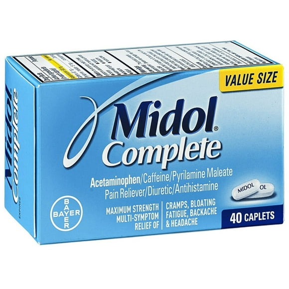 Midol Complete Maximum Strength Pain Reliever Caplets 40 ea (Pack of 4)