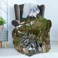 thumbnail image 4 of Mt Rainier Soft Flannel Fleece Throw Blanket, Mountain with Stream and Grassy Hill Snowy Rugged Volcano Wild Camping Photo, Cozy Plush for Indoor and Outdoor Use, 60" x 80", Multicolor, by Ambesonne, 4 of 5