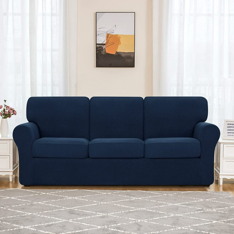 Subrtex Sofa Slipcover Sets 7 Pieces Stretch Couch Cover Backrest Cushion Covers Sofa Navy