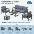 thumbnail image 7 of SERWALL Outdoor Patio Furniture Set, 7-Piece HDPE Outdoor Sofa Set Patio Conversation Set, Grey Frame with Grey Cushions, 7 of 7