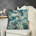 thumbnail image 2 of Teal Marble Throw Pillow Covers , Gold Crack Pillow Covers, Abstract Metallic Texture Cushion Covers, Luxury Shinny Boho Hippie Fluid Reversible Decorative Pillow Covers, 2 of 5