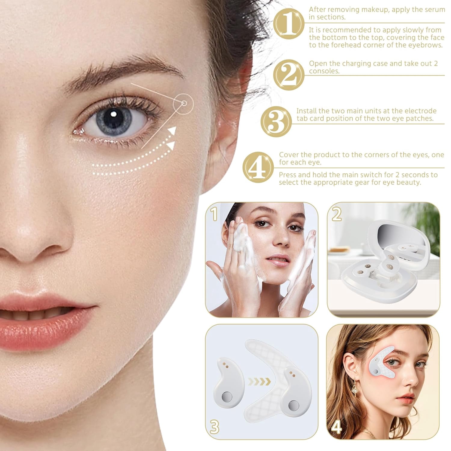 Under Eyes Face Red Light Therapy Massager, Eye Led Red Light Beauty Device Under for Reduce Dark Circles Puffiness Wrinkles Relax Eye Strain