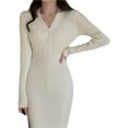 thumbnail image 1 of Guardurnaity Vestido de punto clásico artesanía exquisita textura suave vestidos de manga de estilo elegante vestido de suéter de mujer Vestidos, 1 of 6