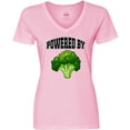 thumbnail image 3 of Inktastic Powered by Broccoli Women's V-Neck T-Shirt, 3 of 5