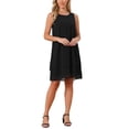 thumbnail image 4 of INSPIRE CHIC Women's Chiffon Dresses Sleeveless Floral Print Crewneck Tiered Layered Flowy Dress Party Wedding Outfits M Solid Black, 4 of 6