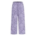 thumbnail image 4 of Women's Casual Pants Women'S Floral Embroidered Lace Printed Loose Pocket Patchwork Casual Pants,Purple Women's Casual Pants XXL, 4 of 5