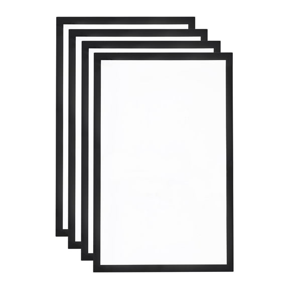 Uxcell 4Pcs Self Adhesive Magnetic Wall Sign Holder, 11"x17" Frame Display Window Sign Wall Mount for Home, Black