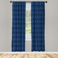 thumbnail image 4 of Ambesonne Navy Blue Window Curtains, Damask Weaving Designs, Each 28" W x 95" L, Indigo, 4 of 4