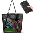 thumbnail image 6 of Mesh Beach Bag, Casual Tote Bag, Foldable Women Shoulder Bag For Beach Pool Picnic Vacation, Black, 6 of 8
