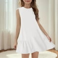 thumbnail image 4 of MKOSPLRT Sleeveless Dresses for Girls 5-15Y Crew Neck Ruffle Hem Tiered Dresses Solid Casual Beach Sundress Summer Tank Dress with Pockets, 4 of 9