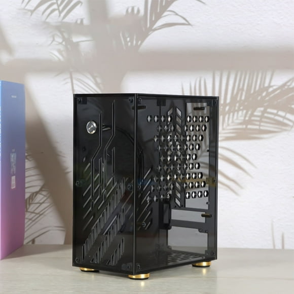 Mini ITX Case, Compact Mini PC Case, 4.3L Clear Acrylic Panel, Compact PC Case, 360 Degree Cooling, Easy Installation, PCIE Device, Slim Power Supply, Transparent, Light Weight