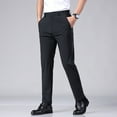 thumbnail image 2 of Gyexs Mens Dress Pants Cotton Baggy Casual Lightweight Pants Casual Expandable Waist Suit Pants Formal Clothing Black, Szie 38, 2 of 6