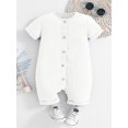thumbnail image 3 of Elippeo Baby Summer Short Sleeve Romper 1 3 6 9 12 18 Months Solid Color Front Button Newborn Jumpsuit for Toddler Boy Girls Cute Clothes, 3 of 8