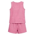 thumbnail image 4 of Htigea Womens Plaid 2 Piece Sets Casual Sleeveless Tank Top Shorts Matching Outfits Summer Loungewear Red S, 4 of 6