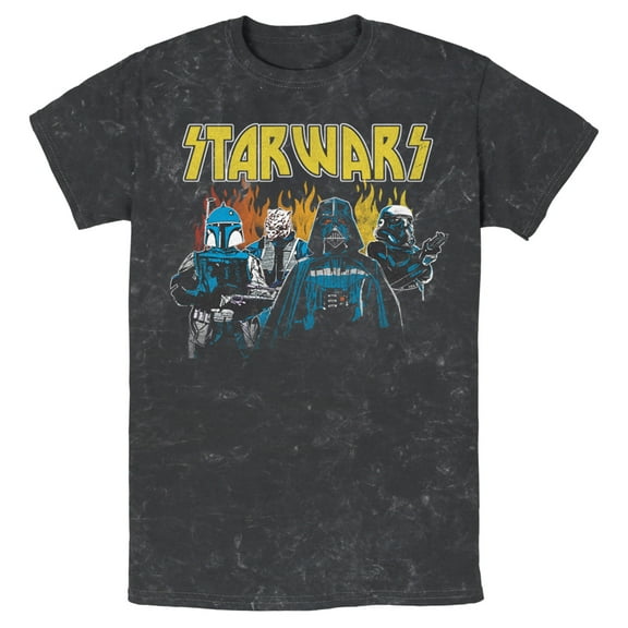 Men's Star Wars Dark Side Grunge Rock  Graphic Tee Black Mineral Wash Medium