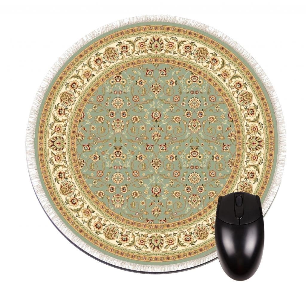 POPCreation Ivory and Green Persian Oriental Rug Round Mouse pads
