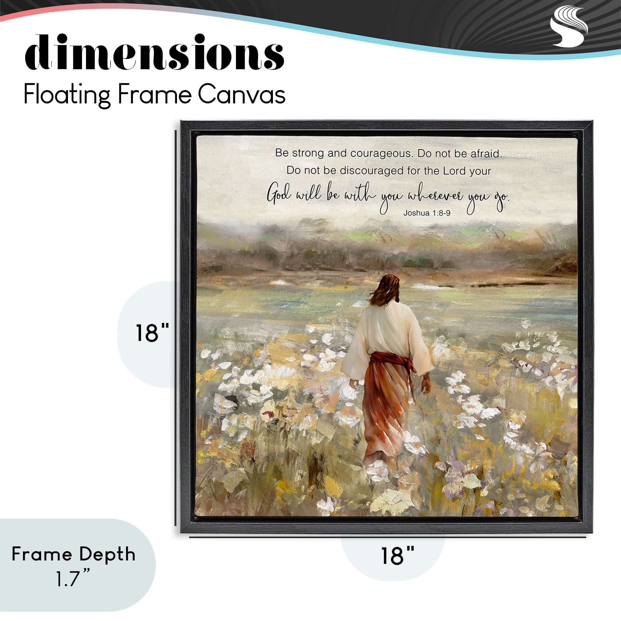 Stupell Industries God With You Wherever Black Framed Floater Canvas Wall Art, design by Sally Swatland