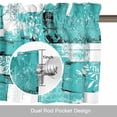 thumbnail image 6 of Boho Abstract Geometric Texture Valances for Windows,Kitchen Valance Rod Pocket Short Curtain, Summer Leaves Turquoise Valance Curtain Window Valances for Bedroom Bathroom Living Room 60x18in, 6 of 9