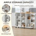 thumbnail image 6 of edx Kitchen Islands Carts with Storage Cabinets, Drop Leaf Countertop on Wheels Rolling, White, 6 of 8