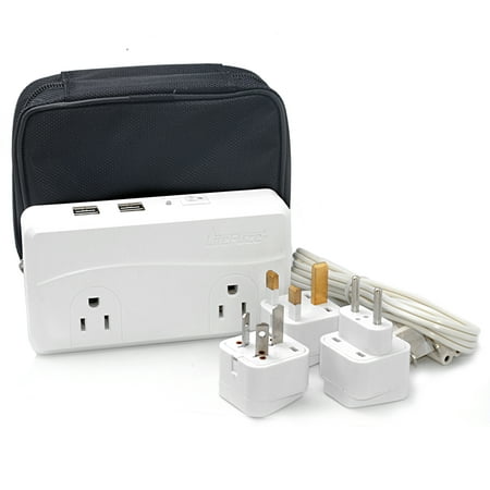 LiteFuze 200W Voltage Converter International Travel 220V to 110V Power Adapter Four 2.4A USB Ports Carrying (Best Carry On Bag For International Travel)