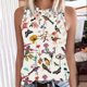 thumbnail image 2 of Camiseta holgada sin mangas con cuello redondo y estampado de moda para mujer Pompotops lopia993711, 2 of 5