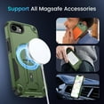 thumbnail image 4 of Dteck Magnetic for iPhone 16e Case with Screen Protector, Compatible with MagSafe, Heavy Duty Shockproof Rugged with Invisible Kickstand Protective Phone Cover for Apple iPhone 16e 6.1",Green, 4 of 8