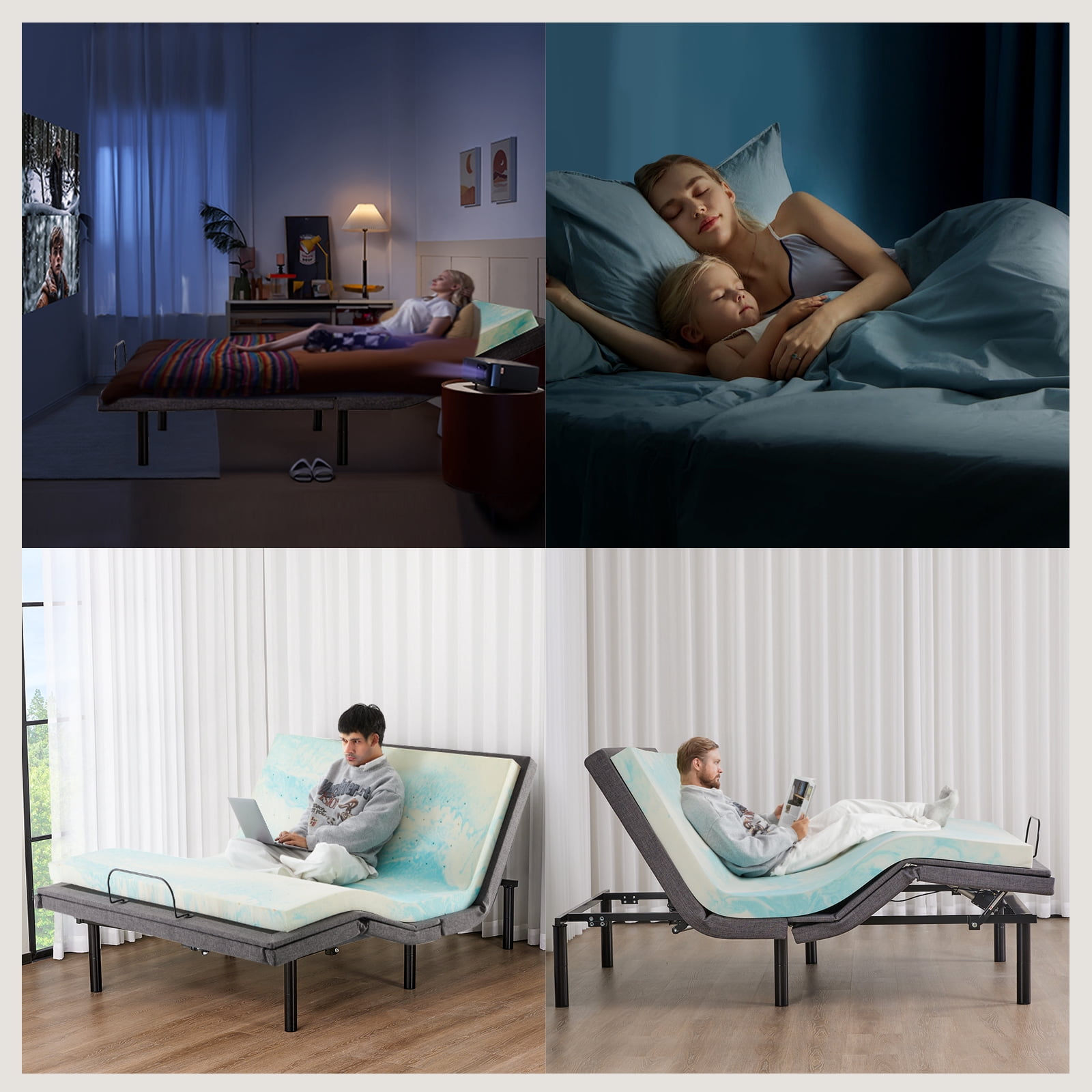 GIANNA Queen Size Electric Bed Frame, Zero Gravity, With Wireless Remote, 2 USB Ports, Black