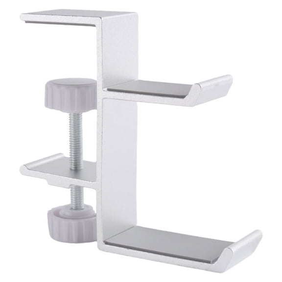 Adjustable Hanging Hooks Desk Side Hanging Bag Holder Clip-on Headset Holder Desktop Countertop Hooks Brackets Silver
