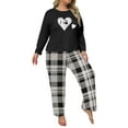 thumbnail image 2 of Mifsaly Plus Size Pajamas for Women Set Oversized Lounge 2 Piece Crewneck Long Sleeve Comfy Nightwear Cute Hearts Print Sleepwear Plaid Loose High Waist Pants Xl-5Xl Casual Homewear, 2 of 4