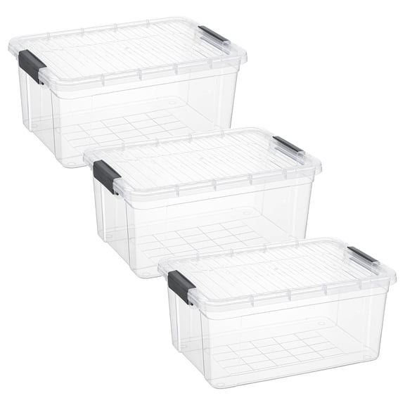Superio Clear Storage Boxes with Lids, Plastic Container Bins for Organizing, Stackable Crates, BPA Free, Non Toxic, Odor Free, Organizers for Home, Office, School, and Dorm, 21 Quart, 3 Pack