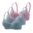 thumbnail image 1 of Lenpel Women's Lace Underwire Bras 3 Pieces Full Coverage Supportive Push up Bras Lifting Everyday Bralettes(Multicolor,Medium), 1 of 2