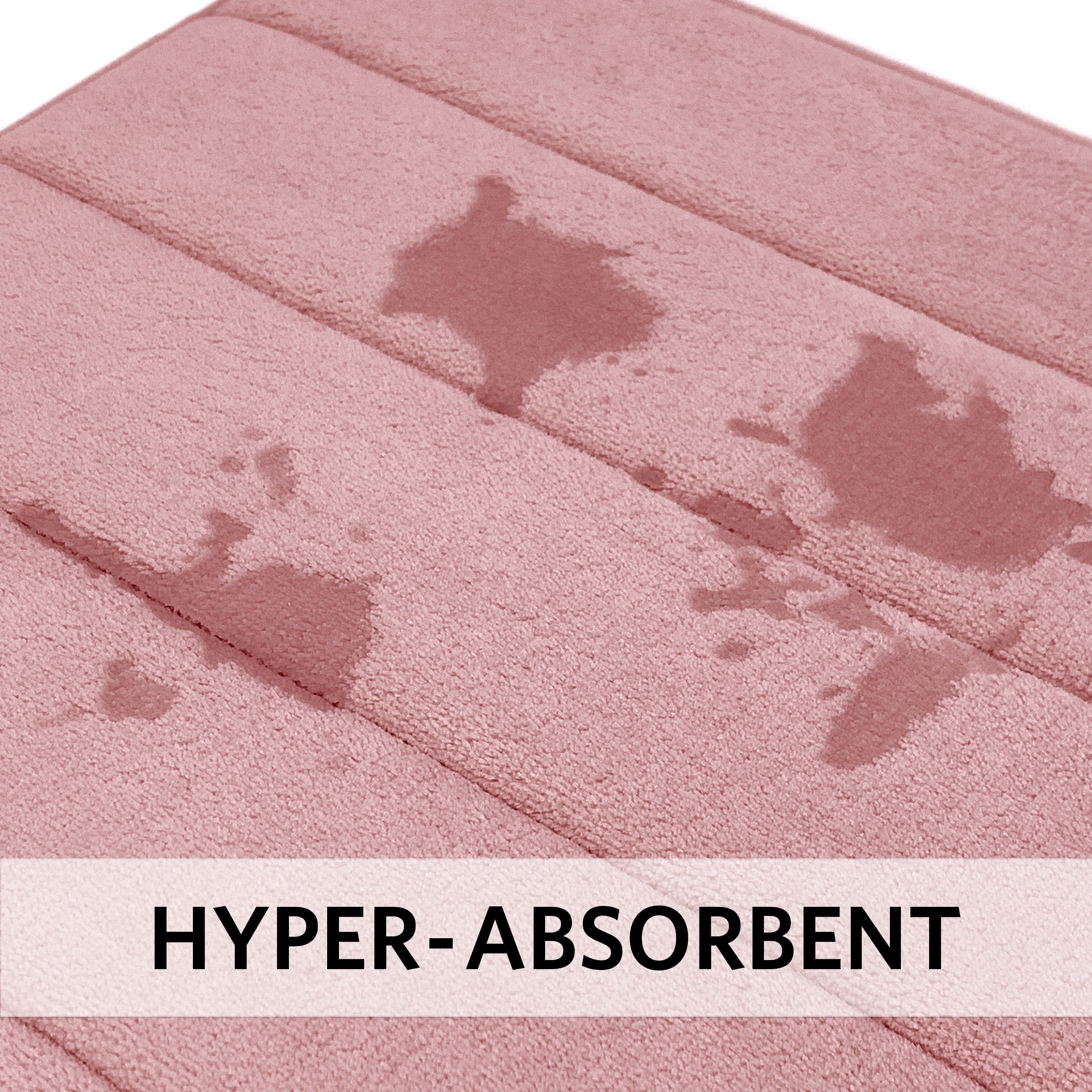 Microdry Absorbent CoreTex Memory Foam Bath Mat Set, Rose (2-Piece)