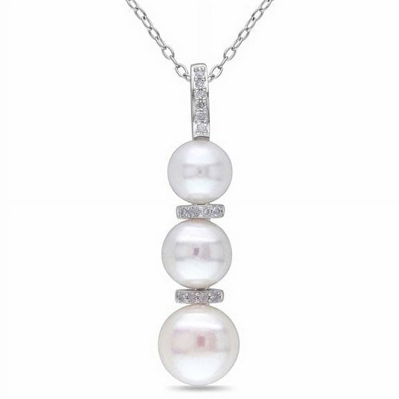 Everly Women's Cultured Pearl and Diamond Sterling Silver Necklace