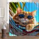 thumbnail image 1 of Cute Swimsuit Style Bath Curtain With Print No-Drill With 12 Hooks, 1 of 6