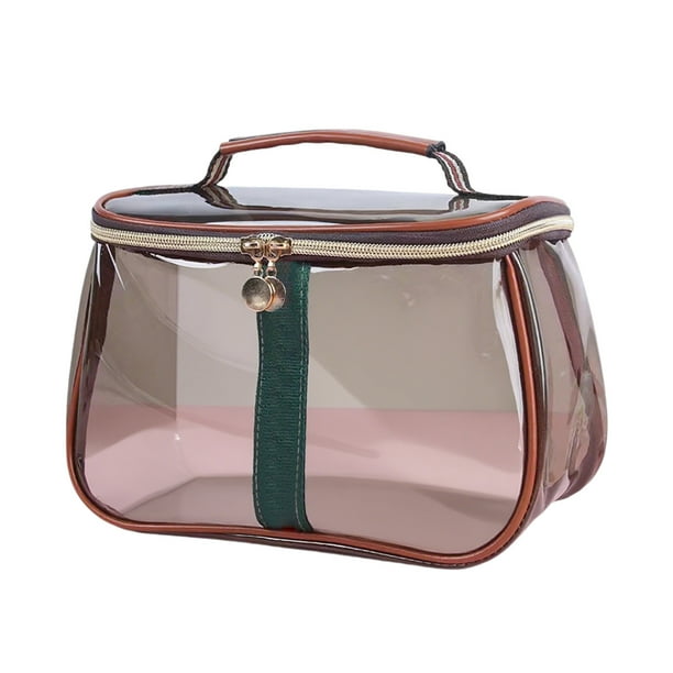 Neceser retro de gran capacidad, organizador de maquillaje para mujer, neceser transparente resistente al agua, neceser de viaje portátil para mujeres