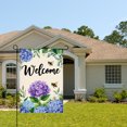 thumbnail image 2 of AMHNF Welcome Bee and Hydrangea Linen Garden Flag for Spring Summer Home Outdoor Garden Yard Door Decor 12x18 inch, 2 of 5