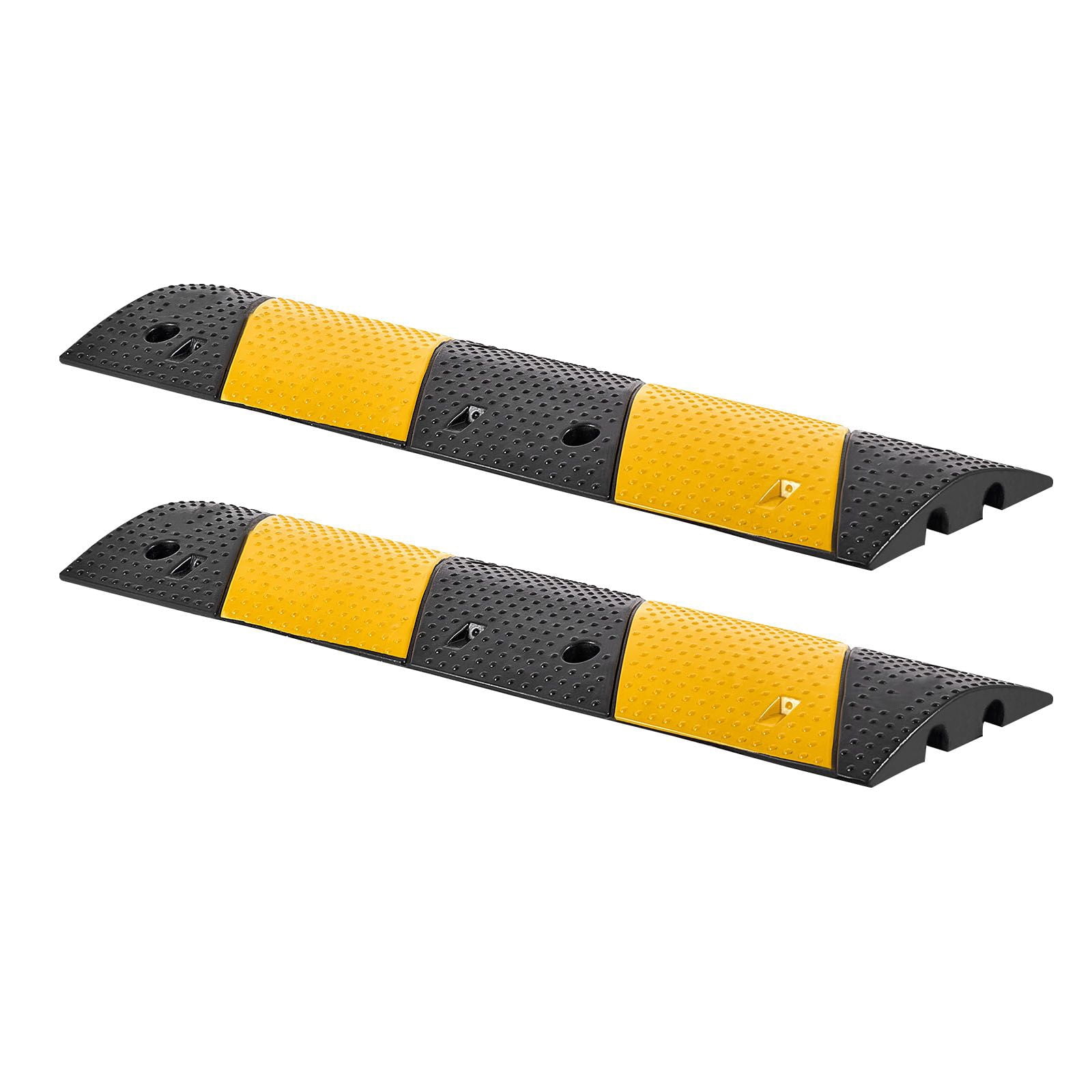 Heavy Duty 2-Channel Rubber Speed Bump (2-Pack) - 40" Length, 22,000 lb Axle Capacity, with Cable Protection Channels and Expansion Screws for Driveways, Roads, Asphalt & Concrete Surfaces