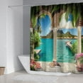thumbnail image 3 of 4Pcs Pillar Shower Curtain Sets, Rome Garden Waterproof Shower Curtain Sets for Bathroom with Non Slip Rugs, Toilet Cover and Bath Mat, 12 Plastic Hooks (Pillar), 3 of 6
