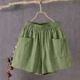 thumbnail image 7 of Women's Soft Fabric Elastic Waist Shorts, Pull On Style with Functional Pockets, Mid Rise Tummy Control, Casual Summer Wear for Daily Errands, Travel, Walking, Gardening,, 7 of 7