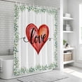 thumbnail image 5 of Valentines Day Shower Curtain, Waterproof Shower Curtains for Bathroom, Red Love Heart Romantic Eucalyptus Leaves Washable Fabric Bathtub Curtain Set Bath Decor with 12 Hooks Long 72"x84", 5 of 6