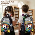 thumbnail image 4 of ZIATUBLES 17 Inch Clear Backpack, Heavy Duty Fabric & PVC Transparent Bag with Reinforced Strap, Large Capacity Rainbow Paint Soccer Ball Print See Through Bookbag for School, Work & Travel, 4 of 7