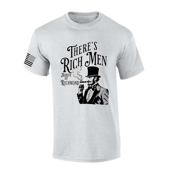 Mens Country Music Tshirt There's Rich Men North Of Richmond Short Sleeve T-shirt-Ash Grey-5xl