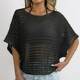 thumbnail image 4 of Oplxuo Womens Summer Scoop Neck Short Sleeve Sweater Casual Crochet Hollow Out Knit Tops Pullover Shirts Beach Coverup, 4 of 4